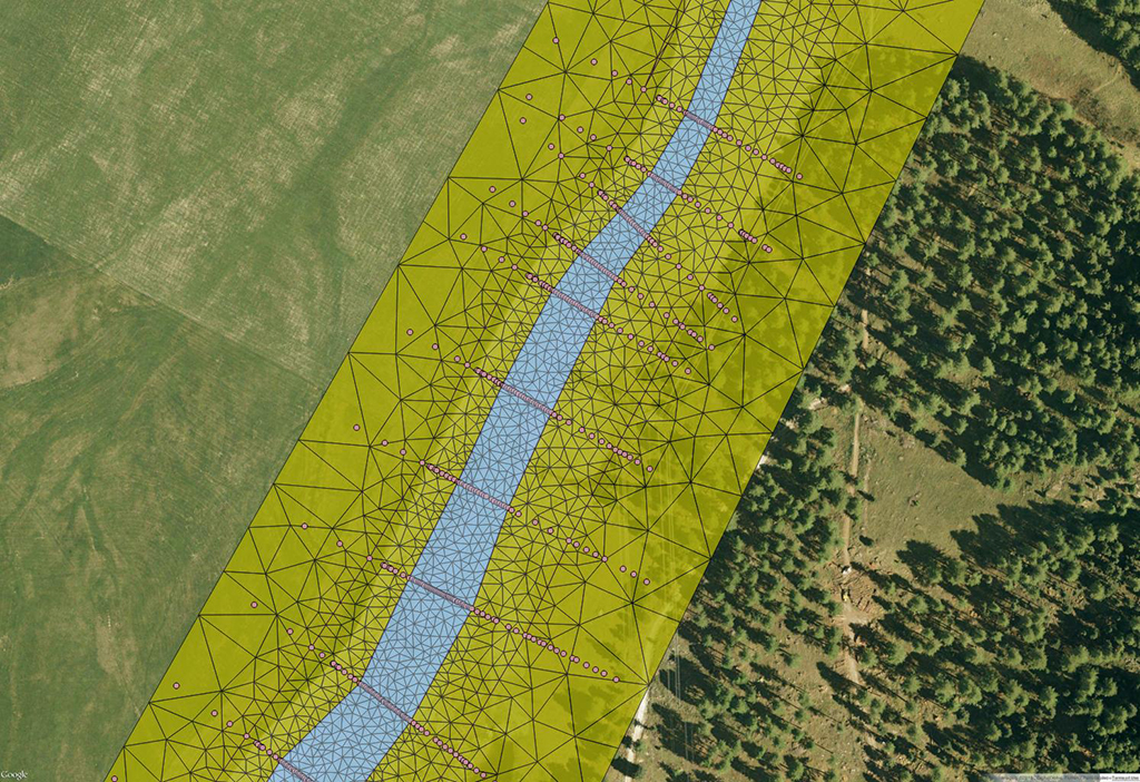 Enlarged view: Mesh of an alpine river in Switzerland created with BASEmesh (Picture: VAW)